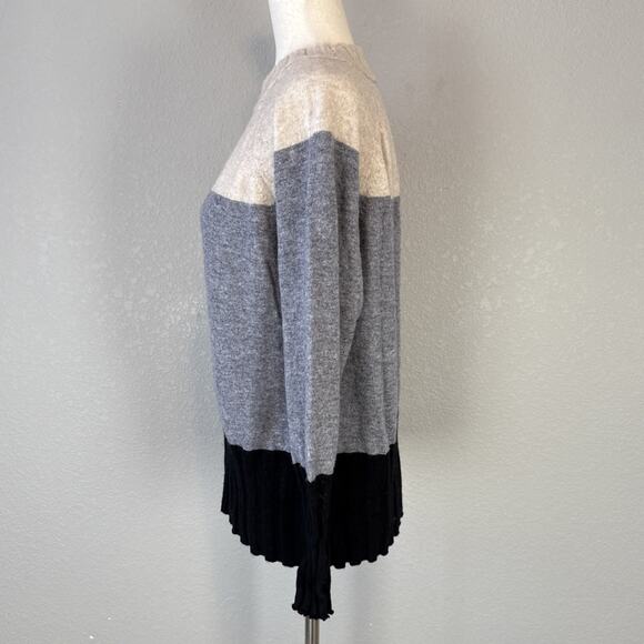 Griffin Womens Crew Neck Colorblock Sweater Size XL Tan Gray Black Cashmere Wool - Picture 4 of 7